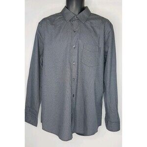 NWT Tasso Elba Mens Essential Woven Dobby Print Button Down Long Sleeve Shirt  L